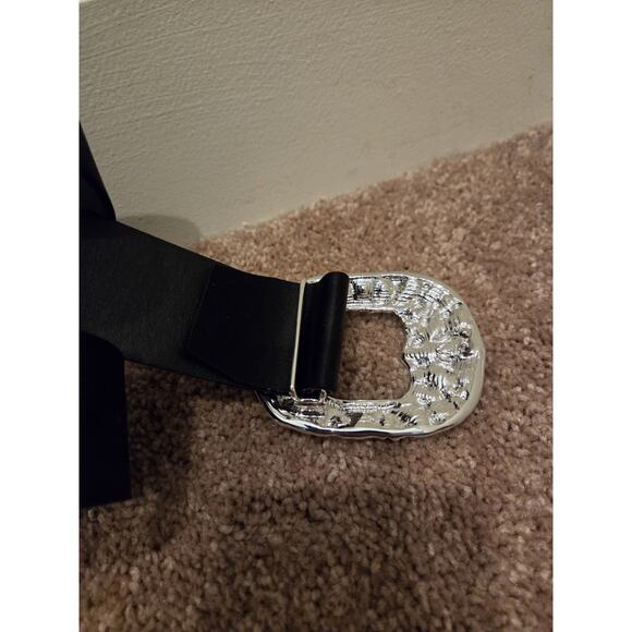 Vintage St John\'s Black Satin Covered Statement Rhinestone Belt, Women\'s Size 6